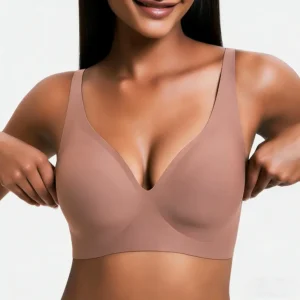 NESLEMY Wireless Push Up Bra for Women - Seamless Deep V Bralette, All-Day Comfort T-Shirt Bra for Everyday Wear